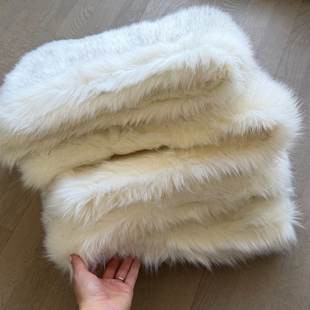 3 White Faux Fur Shawls